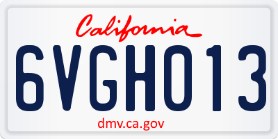 CA license plate 6VGH013