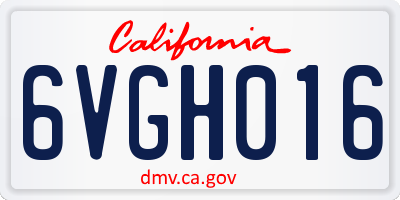 CA license plate 6VGH016