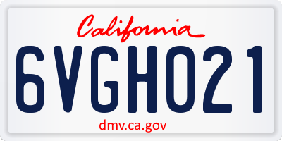 CA license plate 6VGH021