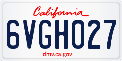 CA license plate 6VGH027