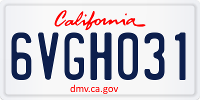 CA license plate 6VGH031