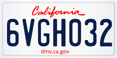 CA license plate 6VGH032