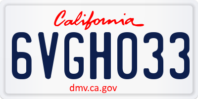 CA license plate 6VGH033