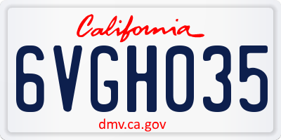CA license plate 6VGH035