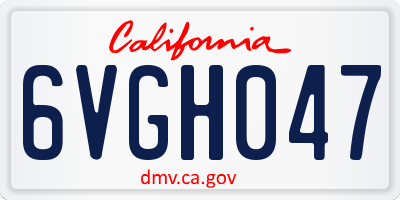CA license plate 6VGH047