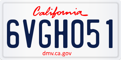 CA license plate 6VGH051