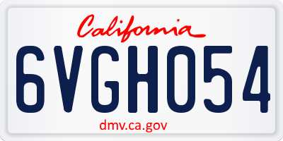 CA license plate 6VGH054