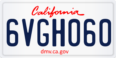 CA license plate 6VGH060