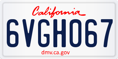 CA license plate 6VGH067