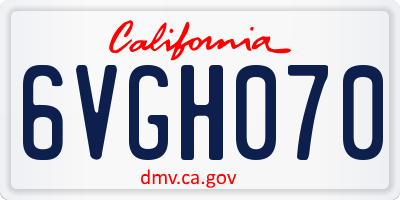 CA license plate 6VGH070
