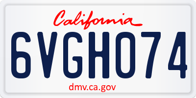 CA license plate 6VGH074
