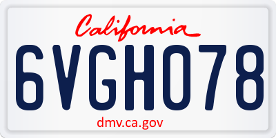 CA license plate 6VGH078