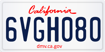 CA license plate 6VGH080