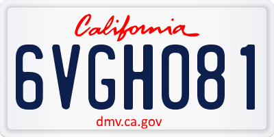 CA license plate 6VGH081