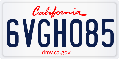 CA license plate 6VGH085