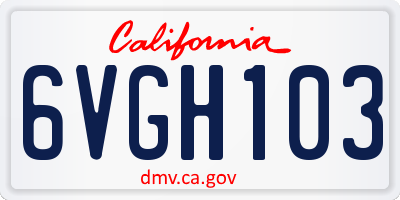 CA license plate 6VGH103