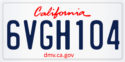CA license plate 6VGH104