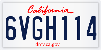 CA license plate 6VGH114