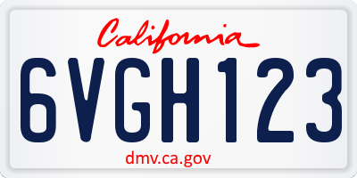 CA license plate 6VGH123