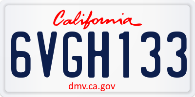 CA license plate 6VGH133