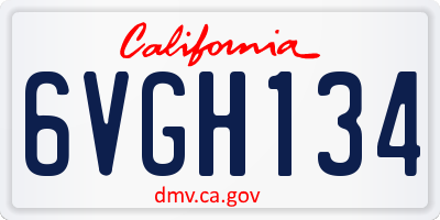 CA license plate 6VGH134