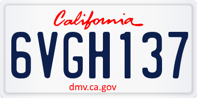 CA license plate 6VGH137