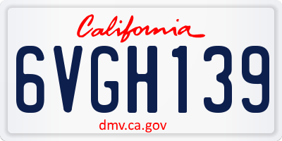 CA license plate 6VGH139
