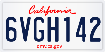 CA license plate 6VGH142