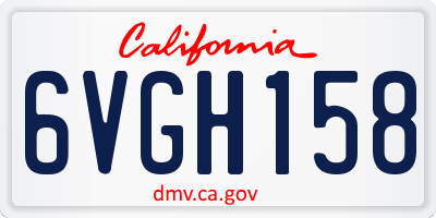 CA license plate 6VGH158
