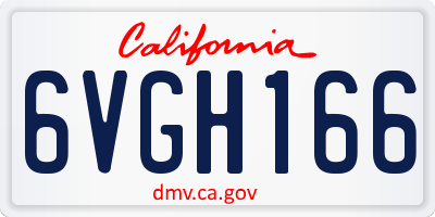 CA license plate 6VGH166