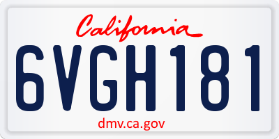 CA license plate 6VGH181