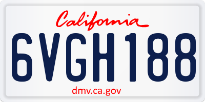 CA license plate 6VGH188