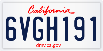 CA license plate 6VGH191