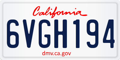 CA license plate 6VGH194