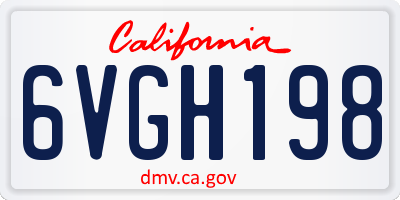 CA license plate 6VGH198