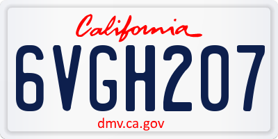 CA license plate 6VGH207