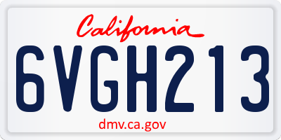 CA license plate 6VGH213
