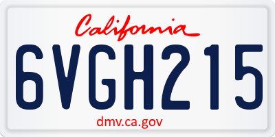 CA license plate 6VGH215