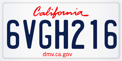 CA license plate 6VGH216