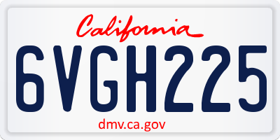 CA license plate 6VGH225