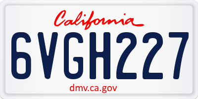 CA license plate 6VGH227