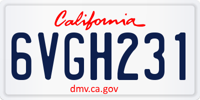 CA license plate 6VGH231