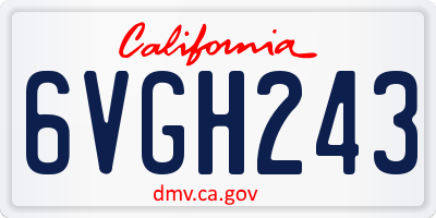 CA license plate 6VGH243