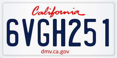 CA license plate 6VGH251