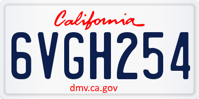 CA license plate 6VGH254