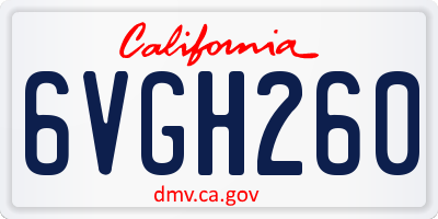 CA license plate 6VGH260