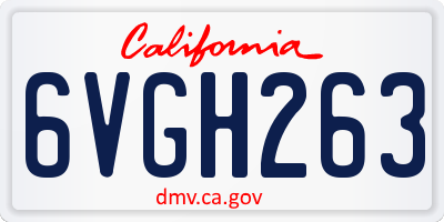 CA license plate 6VGH263