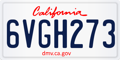 CA license plate 6VGH273