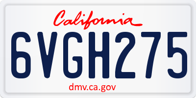 CA license plate 6VGH275