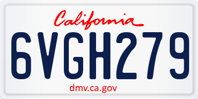 CA license plate 6VGH279